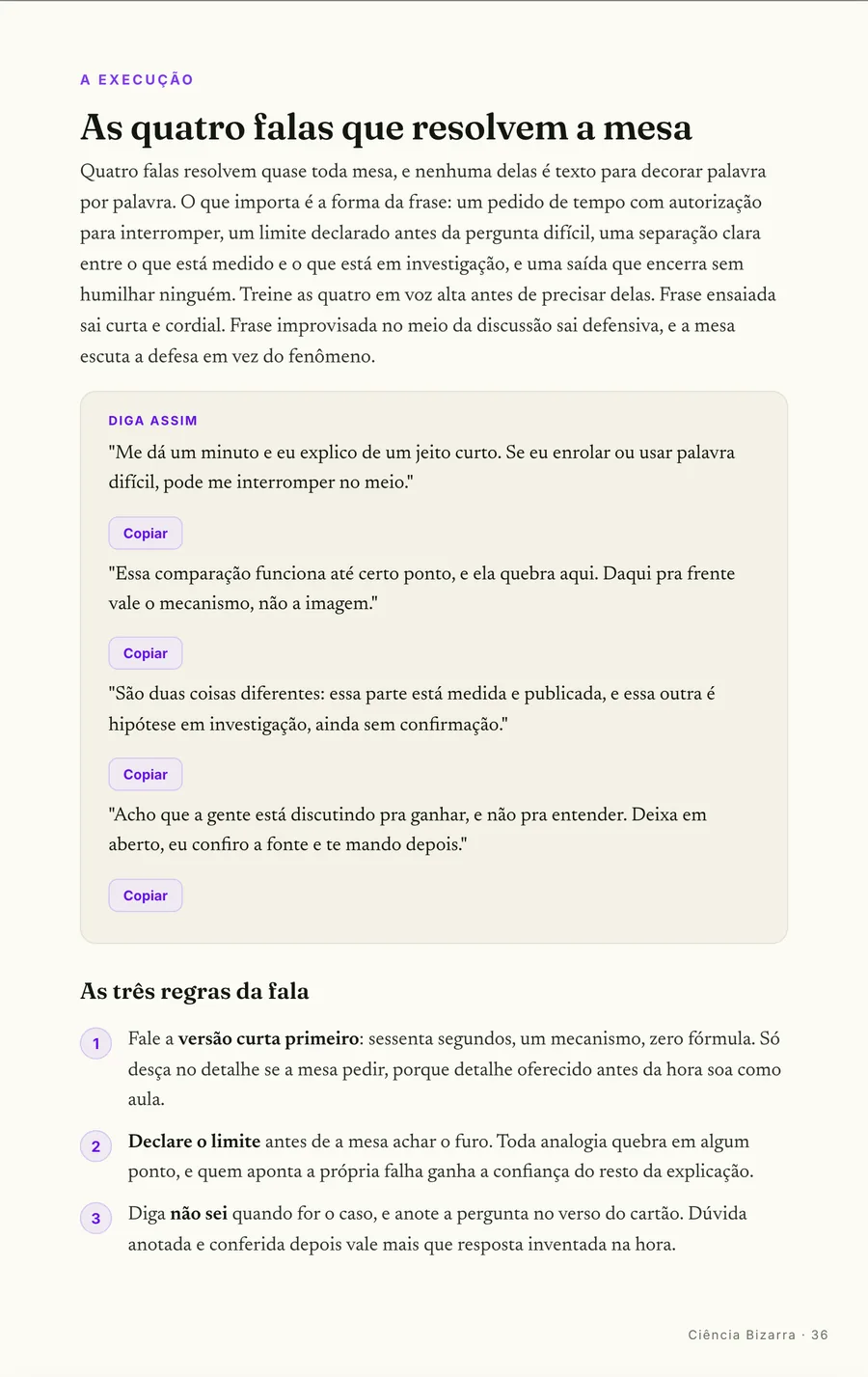 Falas prontas: As quatro falas que resolvem quase toda mesa, prontas pra copiar na versão web